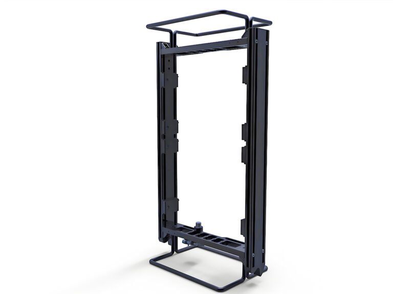 Industrial equipment structural frame with metal and plastic components for industrial applications