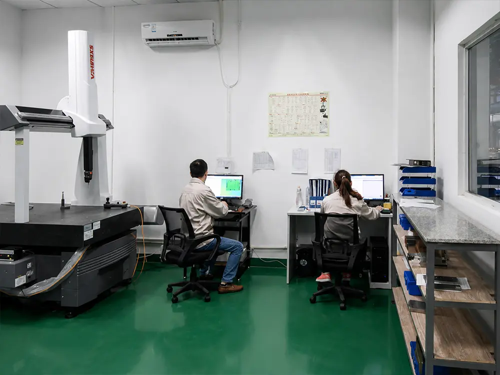 Quality control inspection room with CMM measuring equipment for custom manufacturing