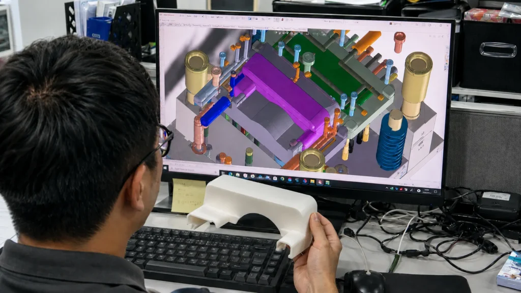 Mold design engineer balancing product requirements, tooling cost, and manufacturing feasibility