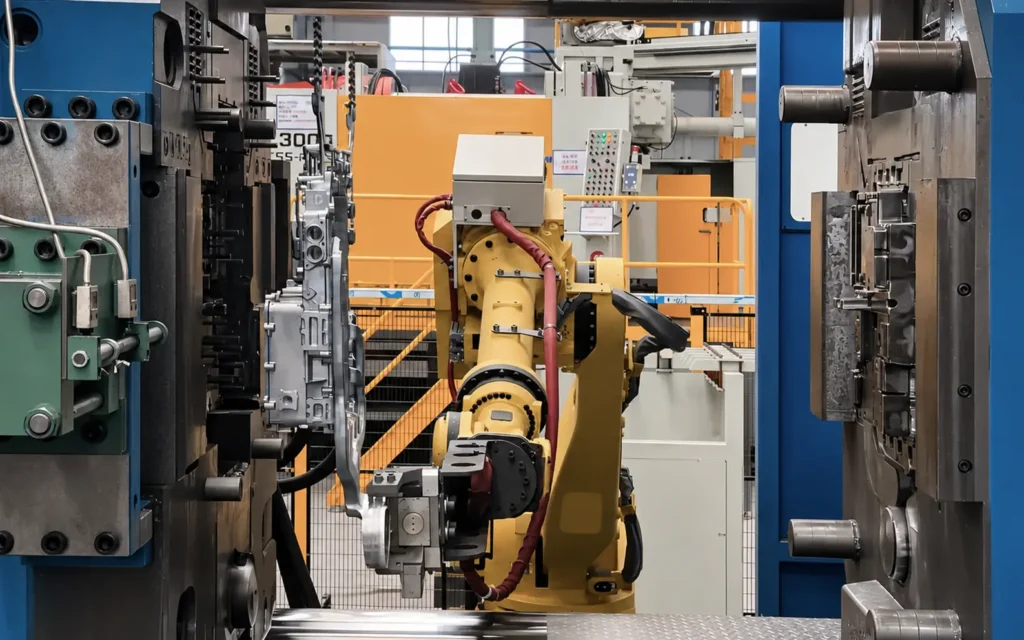High-pressure die casting mold producing a complex thin-wall aluminum alloy component