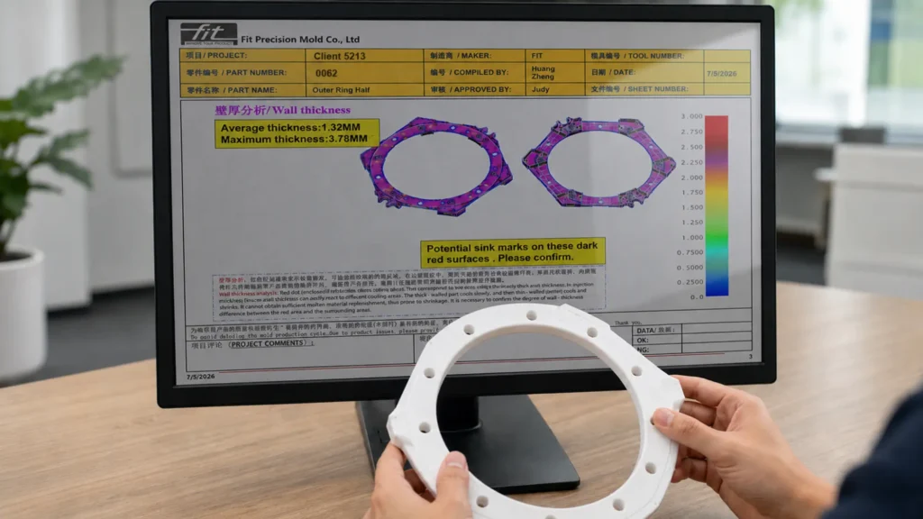Prototype sample reviewed with CAD model and production feasibility before tooling