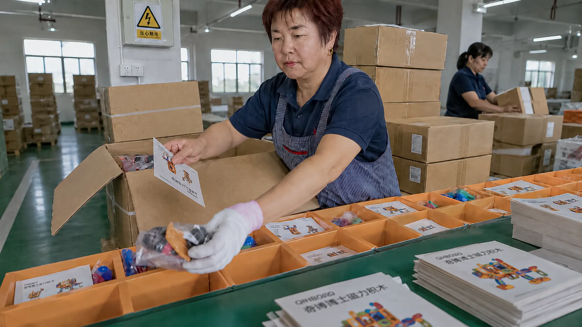 Finished products with retail packaging, printed inserts, inner cartons, master cartons, and pallet planning for shipment